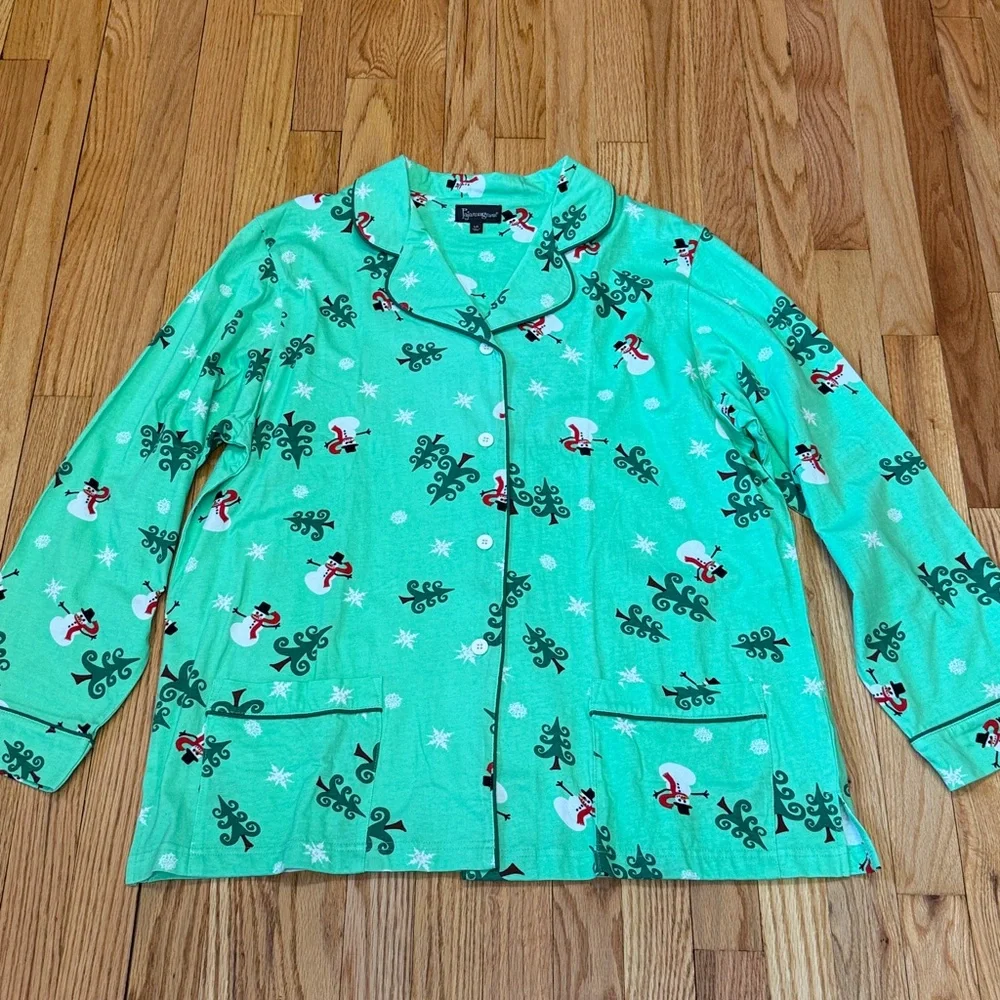 Pajamagram Womens Christmas Pajamas Set Green Holiday Large NWT - Picture 3 of 13